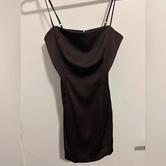 Sunday Best Chocolate Brown Satin Cami Dress - Picture 2 of 8